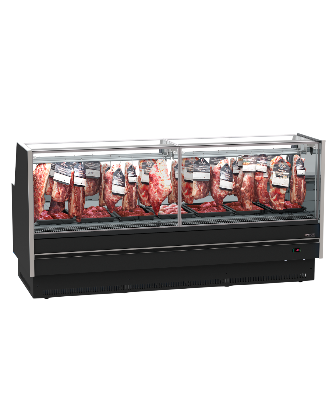 Expositor Açougue Premium Vidro Reto Gancheira